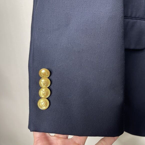 Lauren Ralph Lauren Jacket Men’s 46L Navy Blue Lined Wool Gold Tone Buttons - Picture 2 of 15
